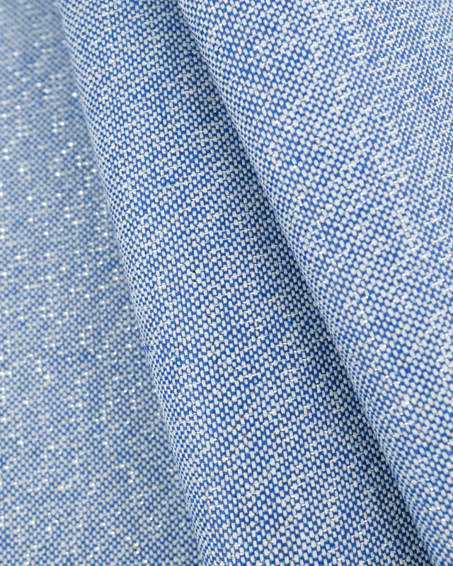 Effet Lin Lurex Enduit 160 Bleu Argent - Maison Klem